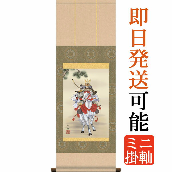 端午の節句掛軸 掛け軸 白馬武者　長江桂舟 【尺幅(短)】約