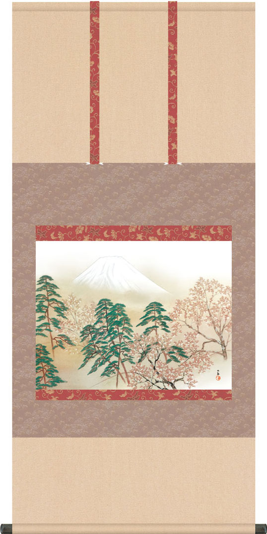 掛軸 掛け軸 霊峰四趣・春 横山大観 尺五横 約横54.5cm×縦113cm g6215 KZ3G9-007 日本画 巨匠 お祝い 御祝 贈答 贈り物