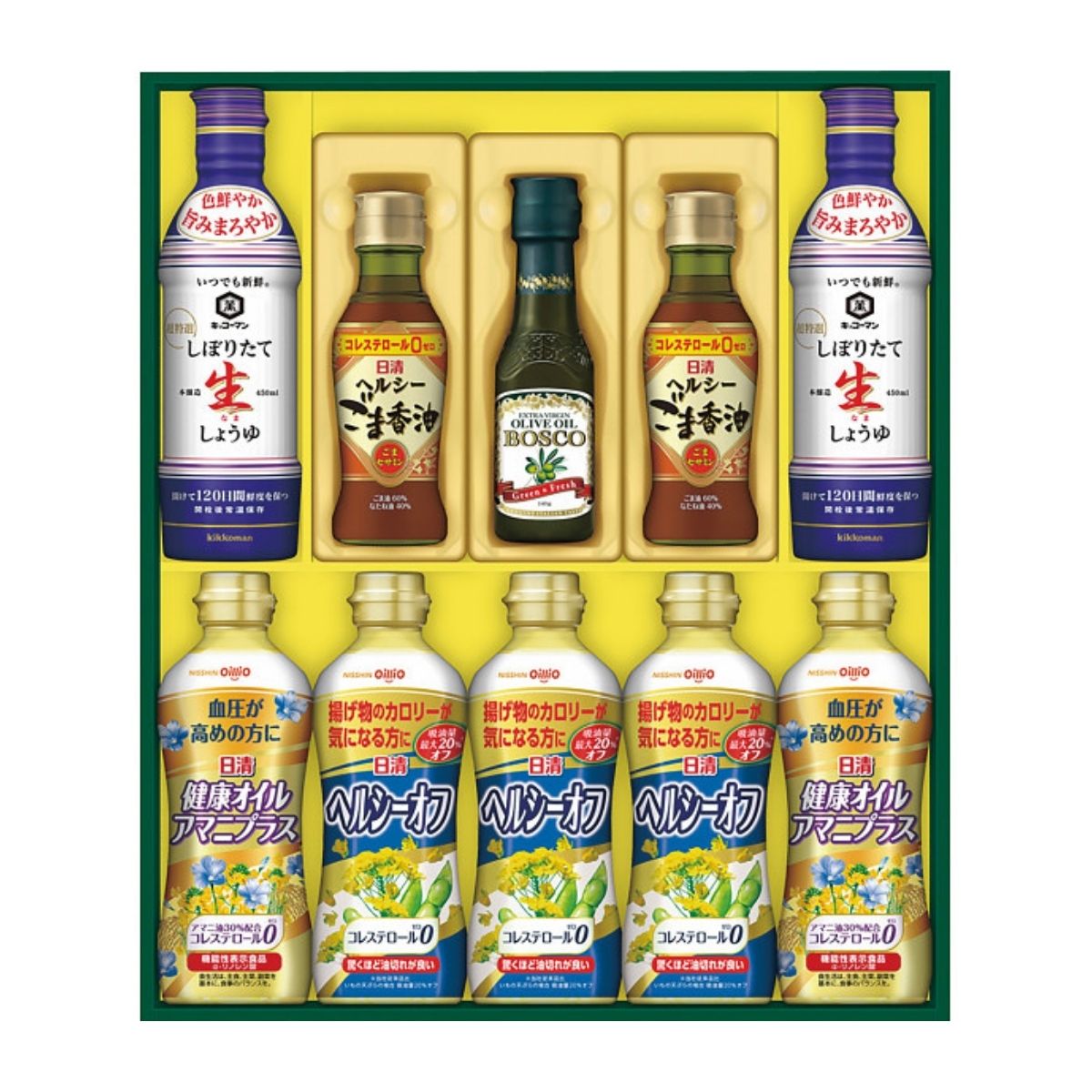 日清オイリオ 日清バラエティオイル＆キッコーマンしぼりたて生しょうゆギフト NK-55 ギフト プレゼント お中元 夏ギフト 食品 調味料 食用油 オイル 日清 醤油 生しょうゆ セット 内祝い お返し 挨拶 お祝い 出産祝い 結婚祝い 香典返し 御中元 暑中見舞い