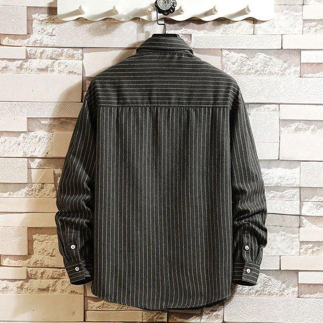 メンズ長袖シャツ大きいサイズストライプメンズカジュアルシャツストライプ秋冬春物カジュアルシャツ4色