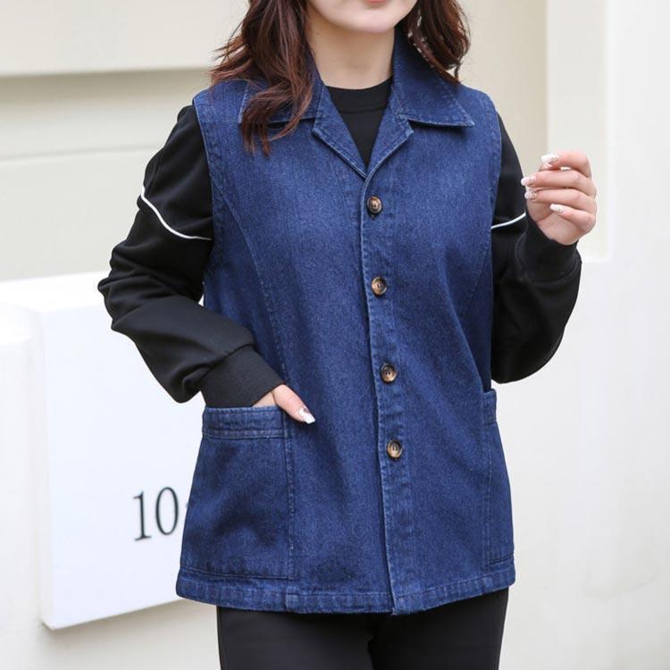 デニムベスト デニム ノースリーブ トップス レディース アウター ボタン 襟付き ノーカラー Vネック ノースリーブ