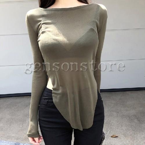 レディース 長袖 Tシャツ 丸襟 無地 スリム スリット入り カットソー シンプル カシュクールTシャツ 透け感 美しい 超薄手 トップス 春秋新作 レディース 長袖 Tシャツ 丸襟 無地 スリム スリット入り カットソー シンプル カシュクールTシャツ 透け感 美しい 超薄手 トップス 春秋新作