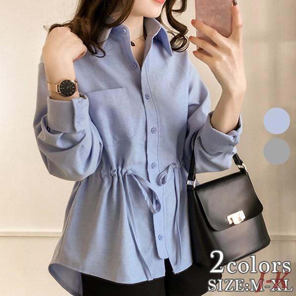 きれい目 カジュアル ブラウス 通勤 オフィス グレー ブルー シャツ トップス レディース
