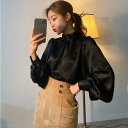 ブラウス レディース きれいめ 40代 春秋冬 長袖ブラウス シルク風 白シャツ オシャレパフスリーブトップス 韓国風 大人 上品シャツ 通勤 30代 50代