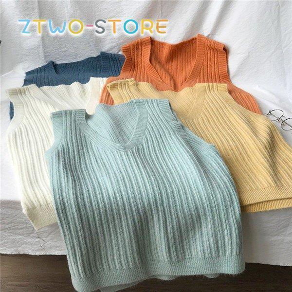 ニットベスト レディース プルオーバー ベスト Vネック ゆったり 女性用 ニット トップス ノースリーブ..
