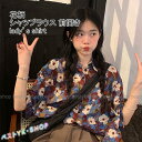開襟シャツ レディース シャツブラウス 花柄 レトロ 半袖 前開き トップス カジュアル 体型カバー ゆったり 大人可愛い 普段使い