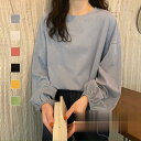 Tシャツ ゆるTシャツ カットソー ドロップショルダー 無地 長袖 レディース トップス 長袖カットソー ラウンド襟 シンプル カラバリ ゆったり ゆるトップス