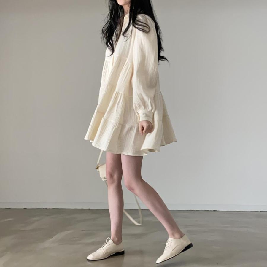 シャツブラウス チュニック Aライン ミニ丈ワンピース チュニックワンピ 長袖 レディース トップス