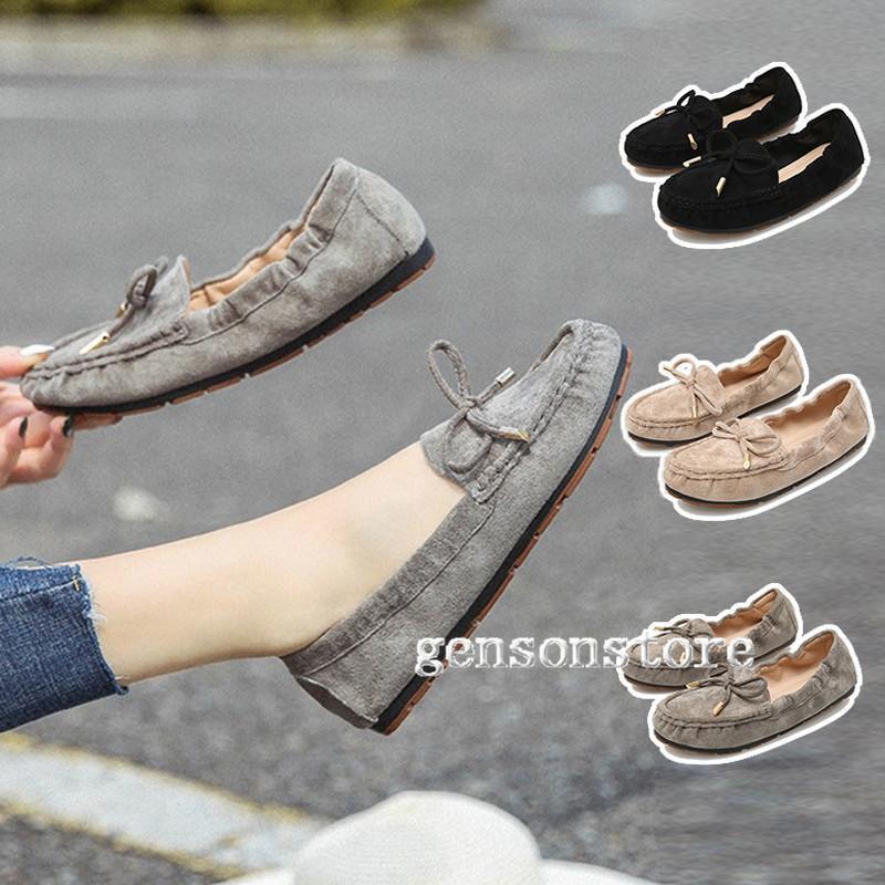 モカシンシューズ スエード ローファー リボン レディース 靴 お洒落 フェミニン ソフトクッション レザー 屈曲性 フラット シンプル 軽量 通勤 OL マタニティ