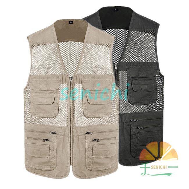 ベスト メッシュベスト 多ポケット 軽量 メンズ レディース 男女兼用 作業着 仕事 日用大工 メッシュベスト 多機能ベスト チョッキ キャンプ 山歩き