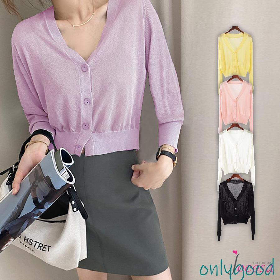 カーディガン 春夏秋冬 シースルー 韓国ファッション 韓国 イエロー 黄色 ラベンダー 紫 ピンク ホワイ..