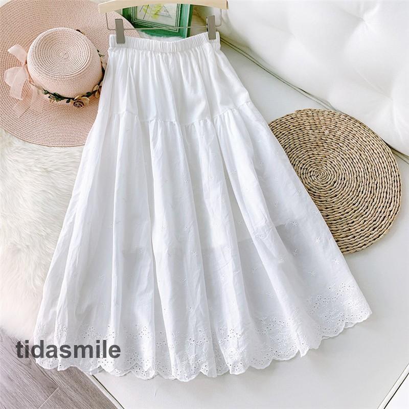 スカート aラインスカート レディース ロングスカート 秋 ロング 体型カバー マキシ丈 ウエストゴム かわいい 付き 20代 白 ホワイト