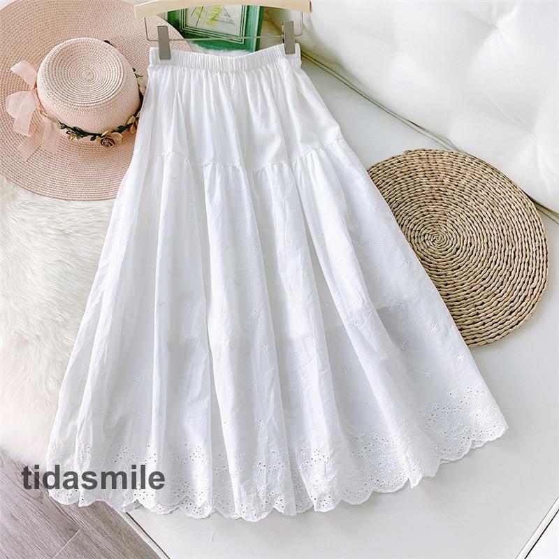 スカート aラインスカート レディース ロングスカート 秋 ロング 体型カバー マキシ丈 ウエストゴム かわいい 付き 20代 白 ホワイト