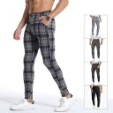 スキニーパンツ チェック/ストライプ柄 スリムパンツ ストレッチ ロングパンツ ボトムス きれいめ メンズ ファッション