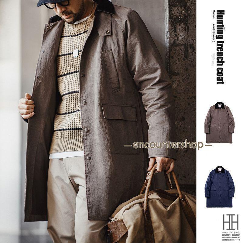 ハンティングロングコート ステンカラーコート メンズ ミドル丈 ナイロンジャケット 軽量 おしゃれ 大きいサイズ ビジネスコート ロングコート カジュアル 秋 ...