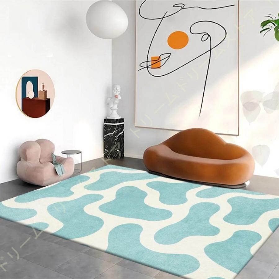 リビングカーペット 北欧 幾何学模様 ストライプ柄 モダン 厚手 ソフト 室内 屋内 プリント柄 ふわふわ エリアラグ プレミアム ins風 チェック柄 格子 長方形