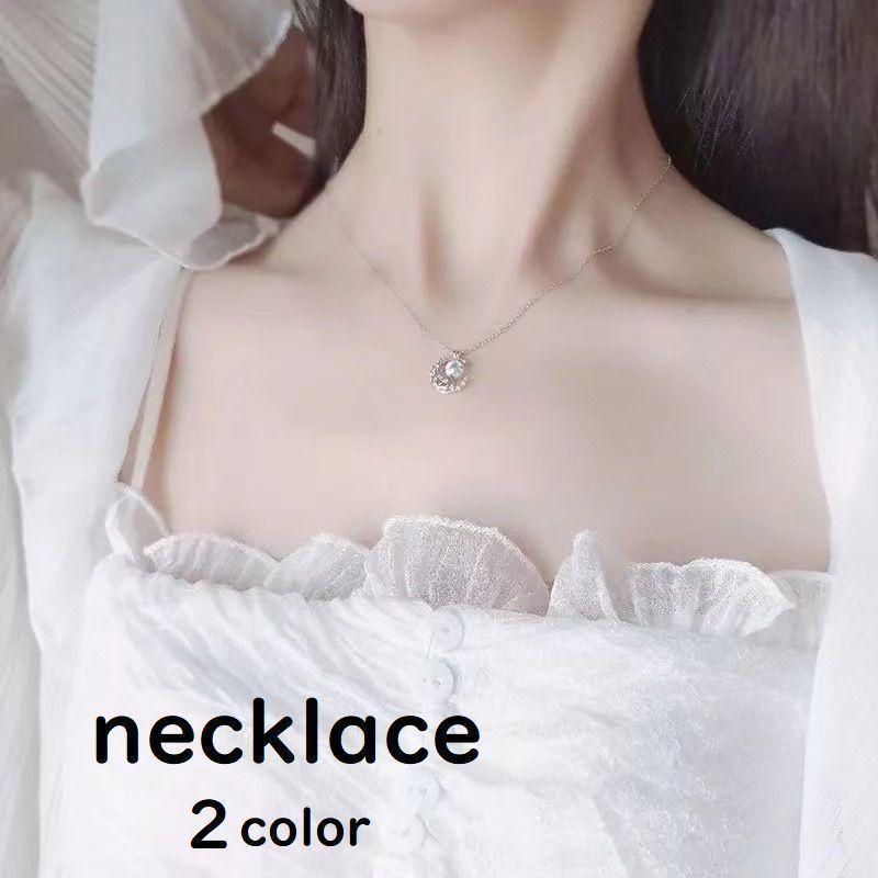 ネックレス 首飾り レディース アクセサリー ワンポイント 月 ムーン ゴールドカラー シルバーカラー おしゃれ 定番 かわいい プレゼント 贈り物