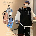 上下セット 半袖 Tシャツ ハーフパンツ リカバリーウェア メンズ スタンダードドライ 半ズボン ルームウェア 部屋着スウェットセット 4COLORS お洒落