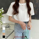 カットソー 半袖 tシャツ レディース カジュアル おしゃれ きれいめ トップス 凹凸 シボ ポコポコ クルーネック ゆったり 大きめ プルオーバー 体型カバー