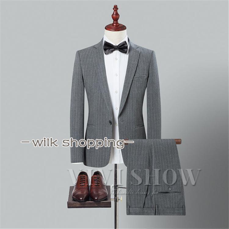 スリム メンズスーツ ストレッチ ビジネススーツ 紳士服 スーツ シングルスーツ 2点セット無地 オールシーズン 通年