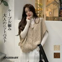 ニットベスト ショート丈 トップス 秋 ニット ベスト レディース 秋冬 ニットトップス ノースリーブ ケーブル編み 前開き ローゲージニット ドルマン 大人 ...