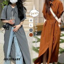 シャツワンピース ワンピース レディース ロングワンピース ベルト付き 無地 着心地 春 夏 半袖 体型カバー 大きいサイズ きれいめ ミモレ 通勤 通学 オシャレ(4)