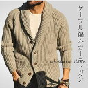 カーディガン メンズ ニット ニットカーディガンメンズ ケーブル編み 30代 40代 50代 厚手 無地 長袖 ボタン Vネット