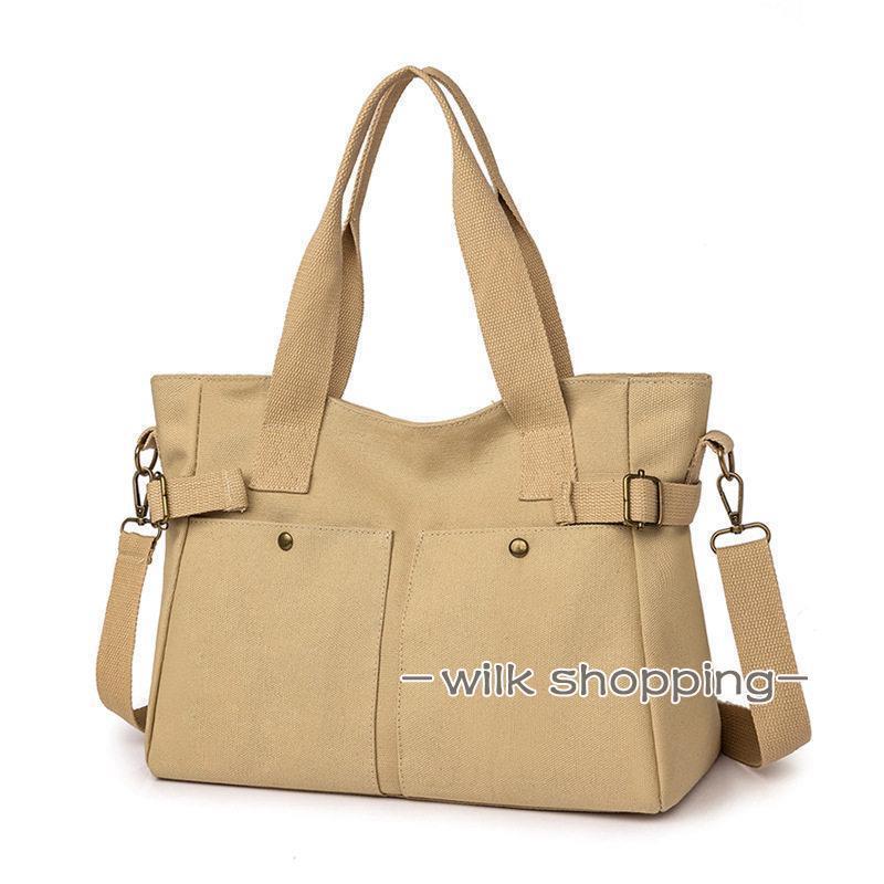 トートバッグ 大容量 マザーズバッグ 肩掛け 2WAY 旅行 ピクニック キャンバス 通勤 通学 シンプル お出かけ ナチュラル ジム 大学生