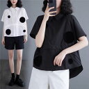 シャツ ブラウス レディース 夏 ドット柄 半袖 折襟 ボタン留め コットン 綿 ボディラインも拾わない こなれ感のあるレディライクな印象 おすすめ