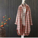 ロングシャツ チェック柄 チュニック ゆったり 長袖 春秋 シャツ レディース 40代 キレイ 体型カバー カジュアル ミディアム丈 プルオーバー おしゃれ