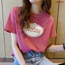 ニット Tシャツ 半袖Tシャツ レディース トップス 涼しい 丸首 配色 通勤 ストライプ