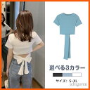 Tシャツ レディース トップス 半袖 プルオーバー tシャツ 無地 カジュアル 春 夏 タイト ビッグリボン