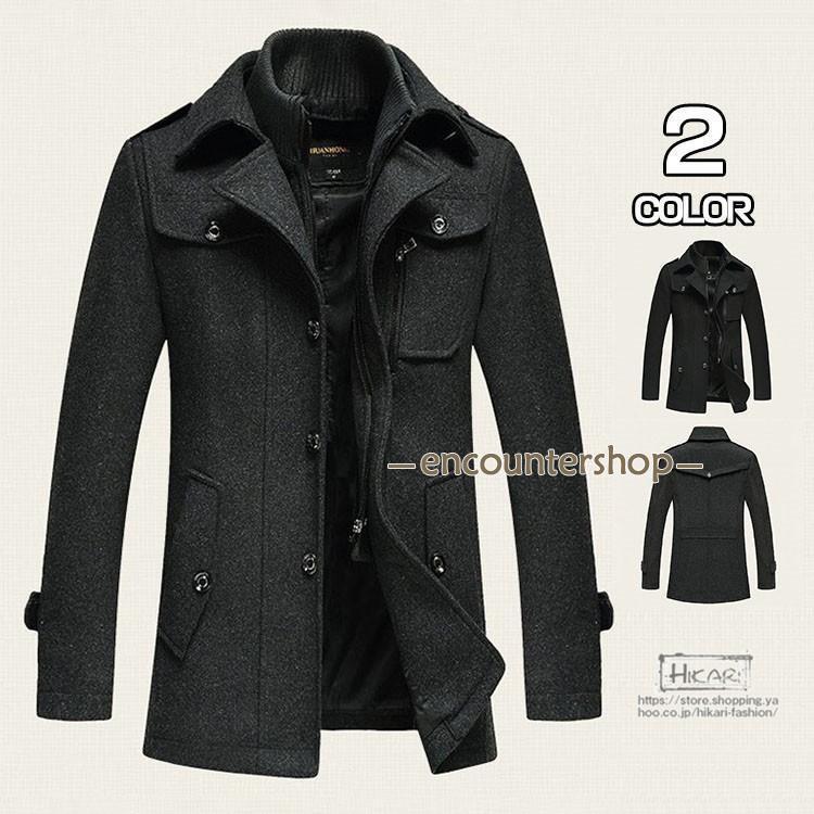 ビジネスコート 冬服 コート メンズ ビジネスジャケット ウールコート 紳士服 アウター 立ち襟取り外し可 2022 敬老の日