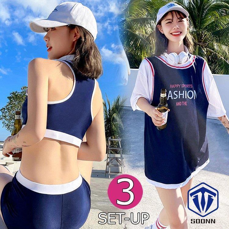 ビキニ3点セット レディース 体型カバー水着 セパレート ショットパンツ ビキニ 小胸バンドゥ 40代 スポーツ スイムウェア ママ水着 学生 温泉 海辺 uvカット