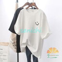 Tシャツ レディース 夏 半袖 トップス ゆるTシャツ 丸首 大きいサイズ カジュアル 上着 可愛い 体型カバー ルームウェア