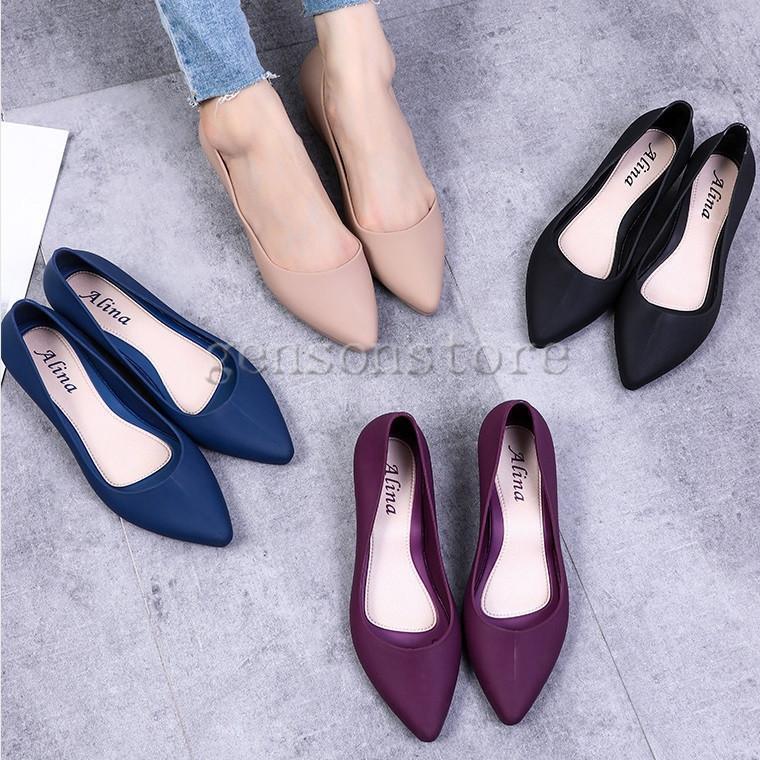 レインパンプス レインシューズ レディース 通勤 ウェッジヒール 雨の日 防水 パンプス 梅雨対策 ポインテッドトゥ 痛くない 歩きやすい 全4色