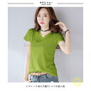Tシャツ 半袖 レディース サマーTシャツ Vネック 半袖Tシャツ カットソー 夏 無地Tシャツ シンプル 夏Tシャツ 着まわし カラバリ