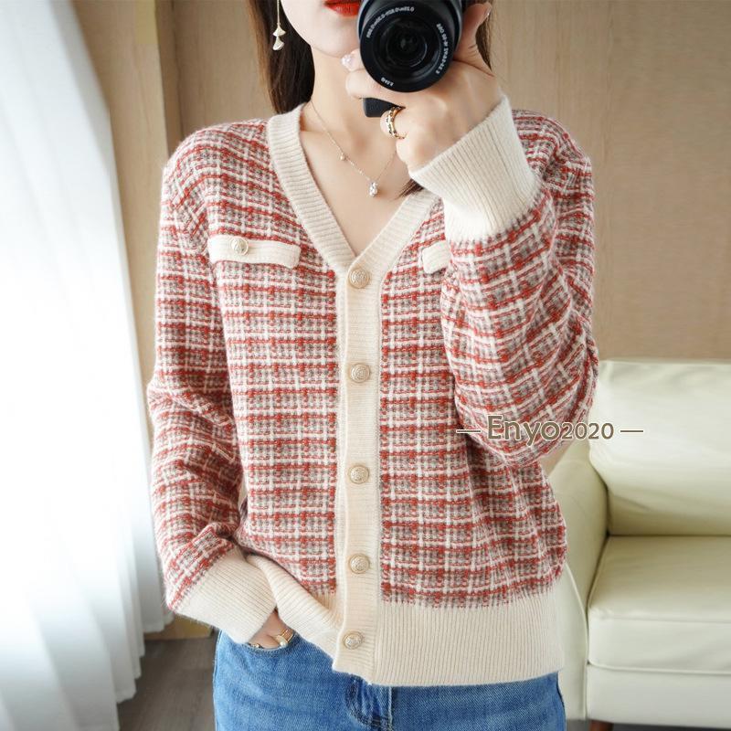 ニットカーデ カーディガン レディース お洒落 長袖 柄物 冬服 秋服 薄手 羽織り トップス キレイめ Vネック ゆったり UVケア 紫外線 冷房対策 オフィス