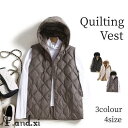 ベスト レディース 秋冬 アウター ジャケット ノースリーブ 羽織 ショートコート コート 中綿ベスト 中綿 フード付き ポケット付き フードベスト 秋アウター