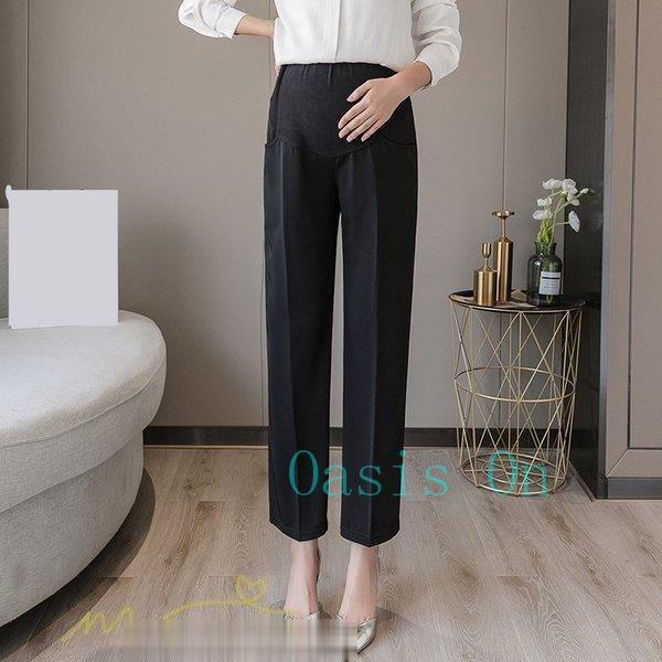 マタニティ パンツ ガウチョ オフィス スーツ アジャスター ズボン フォマール レディース 妊婦 ストレ..