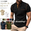 tシャツ メンズ ヘンリーネックtシャツ 半袖 vネック 大きいサイズ