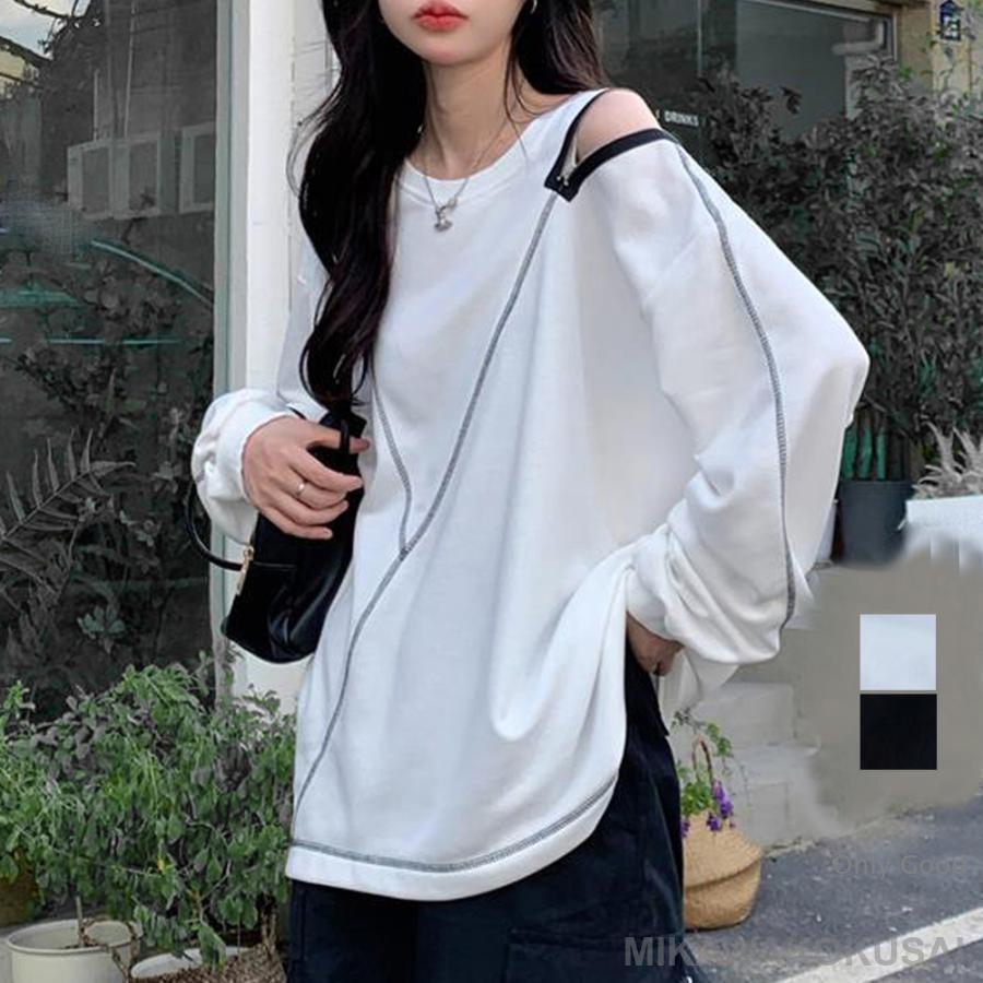 ロングtシャツ カットソー 春秋冬 無地