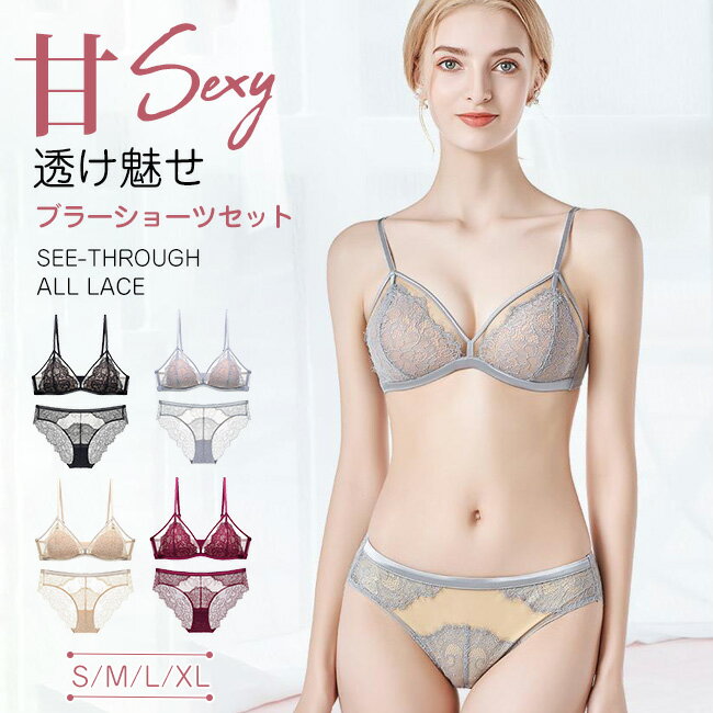 送料無料 総レースブラ 総レース ブラジャー ショーツ 上下セット セクシー レース 大きいサイズ 下着 ..
