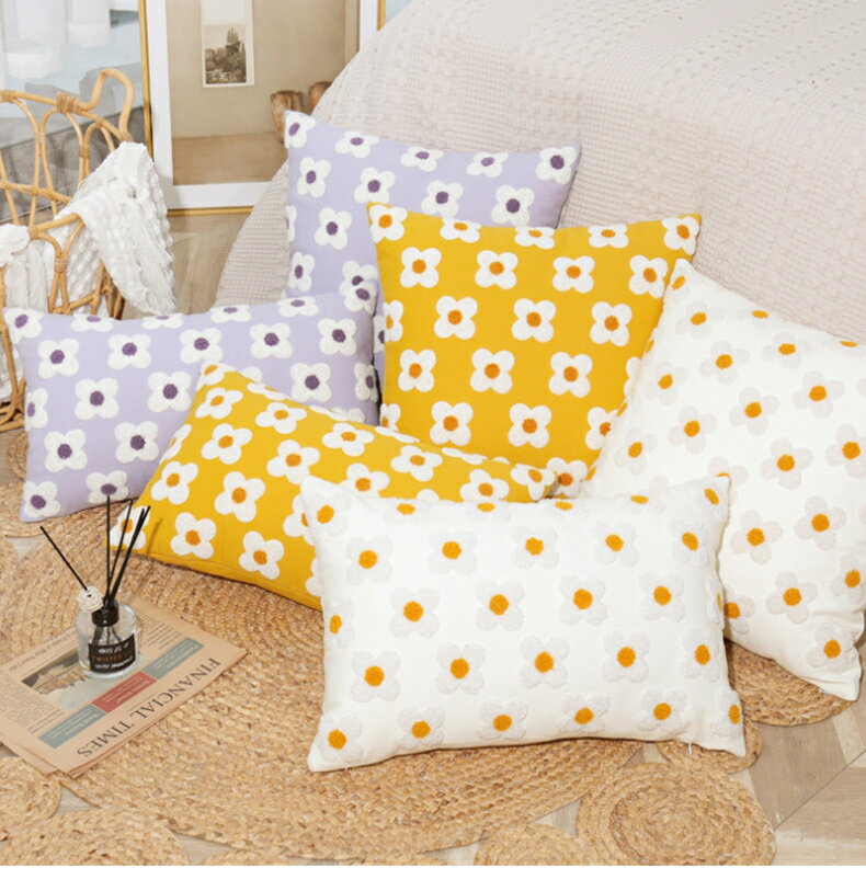 クッションカバー 北欧 花柄 45×45cm ポピー 可愛い 刺繍 高級感 モダン 綿 ふわふわ おしゃれ 可愛い かわいい ラムウール ソファ背当て 装飾枕カバー 座布団カバー グリーン イエロー パープル ホワイト ファスナー開閉式 45角 ins 雑貨 秋 冬 リビング 寝室 在宅勤務