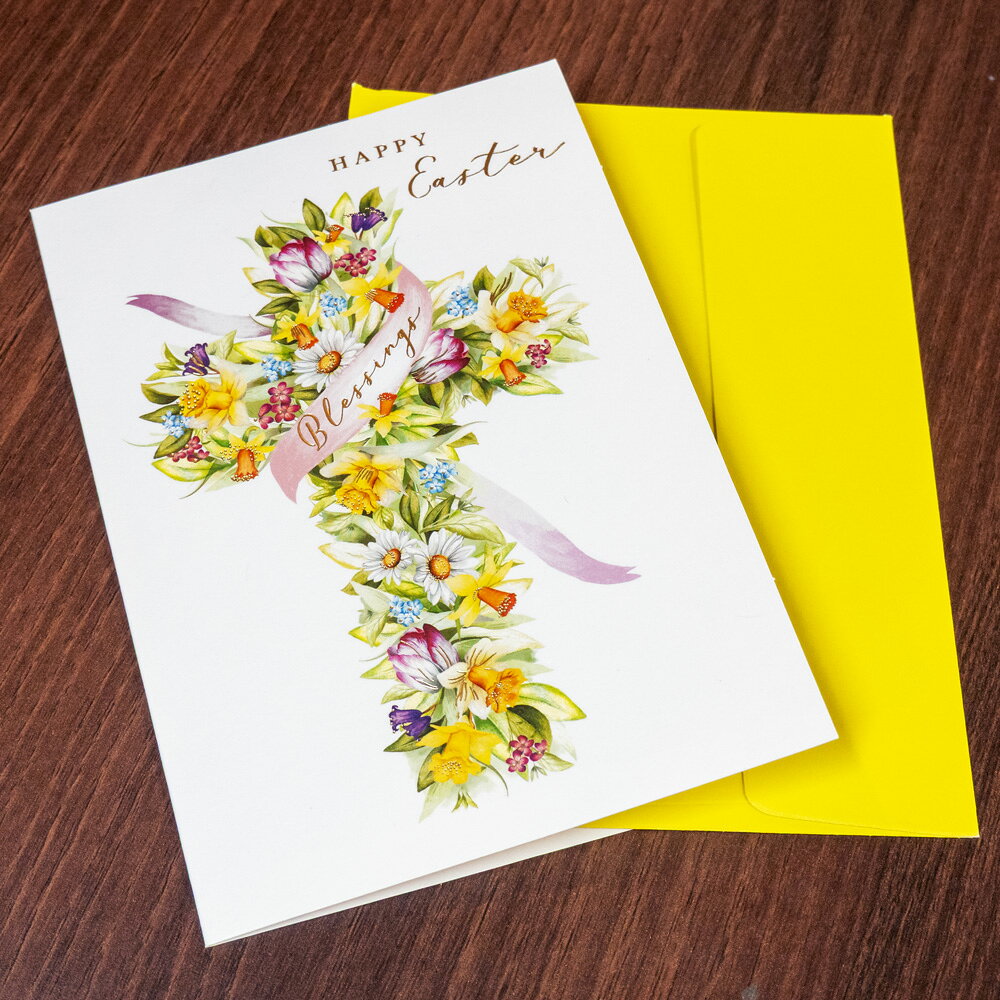 Tarjeta de felicitación de Pascua "La Cruz de las Flores" Envía 127×176mm Tarjeta de mensaje Ilustración dulce — vista 2