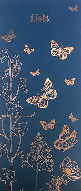 マグネット付メモパッド パピヨン 蝶柄 ギフトステーショナリー メモ帳 青 ブルー 贈り物 文房具 英国 誕生日 新生活 母の日(BFYLSTPD)