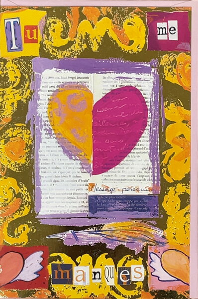 グリーティングカード【多目的】A&Pシリーズ「2色のハート」【封筒付き/ピンク】【封筒サイズ/183×121mm】メッセージカード 箔押し加工 定型サイズ 封筒...