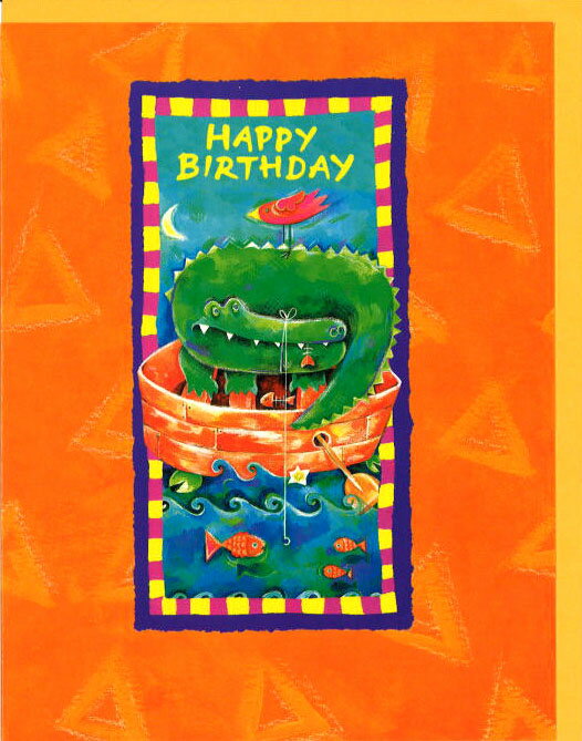 グリーティングカード 誕生日 バースデー タートルベイ「バースデーワニ」封筒135×171mm イラスト メッセージカード 輸入雑貨(CTB913)