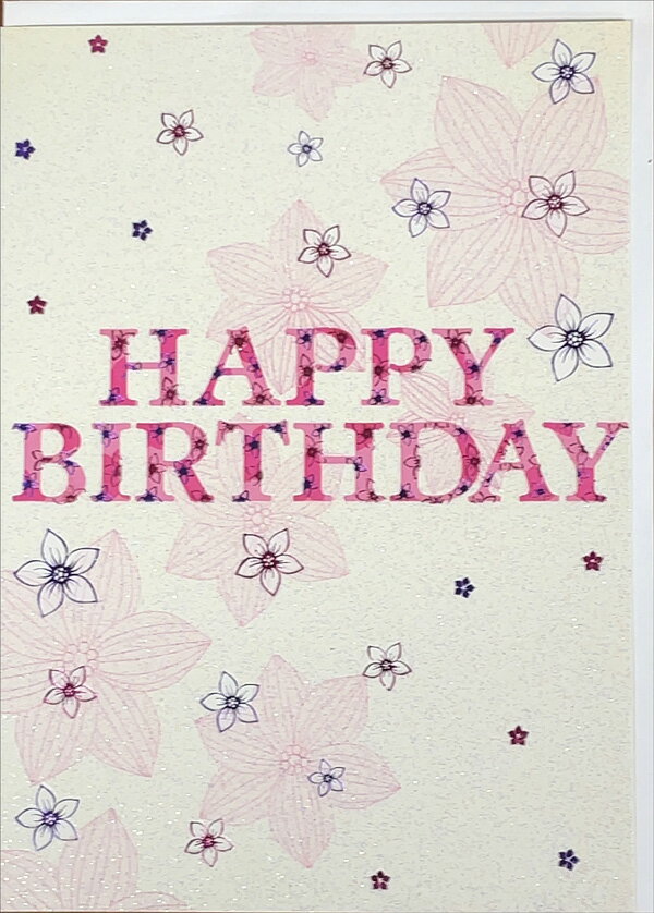 グリーティングカード 誕生日 バースデー TRACKSマジック「ピンクフラワー」 封筒175×127mm 花 メッセージカード ラメ入り封筒付き ギフト(H13...