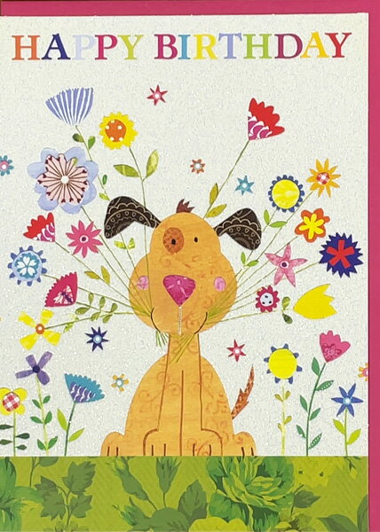 グリーティングカード 誕生日 バースデー TRACKSマジック「バースデードッグ」 封筒175×127mm 犬 動物 メッセージカード ラメ入り封筒付き ギフト...